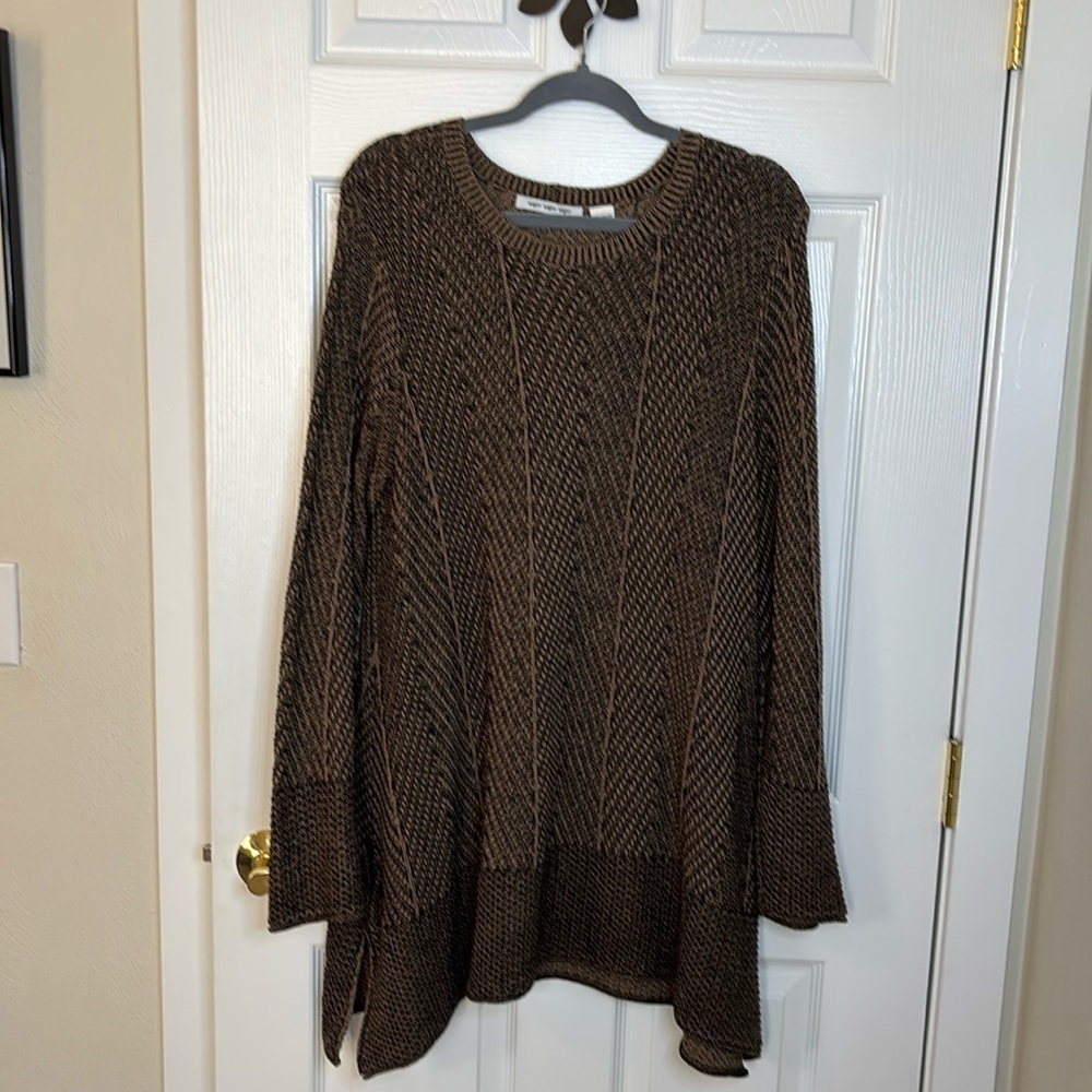 Eight Eight Eight 100# Cotton Long Sleeve Contrast Trim Sweater Tunic Size XL